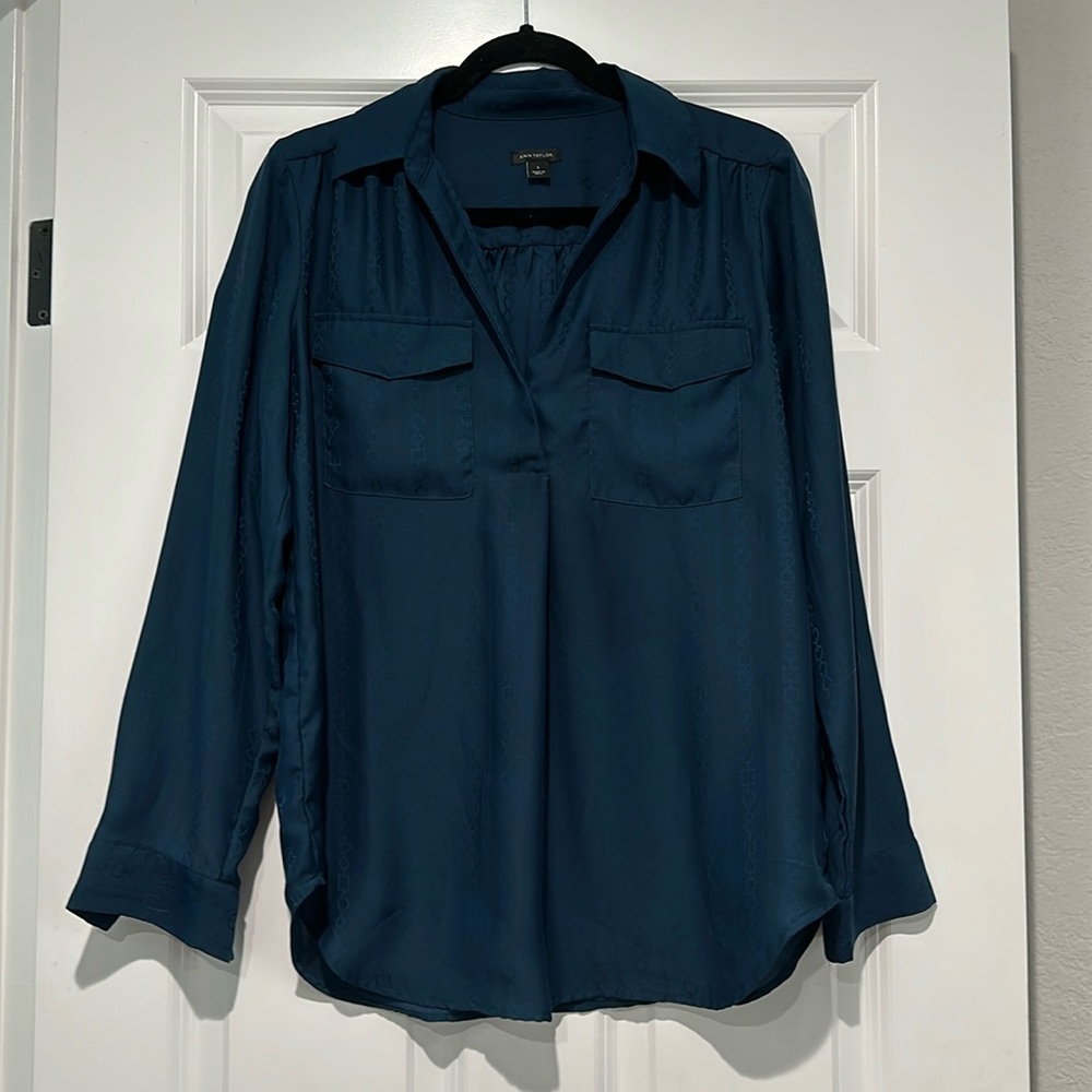 Dark teal silky blouse